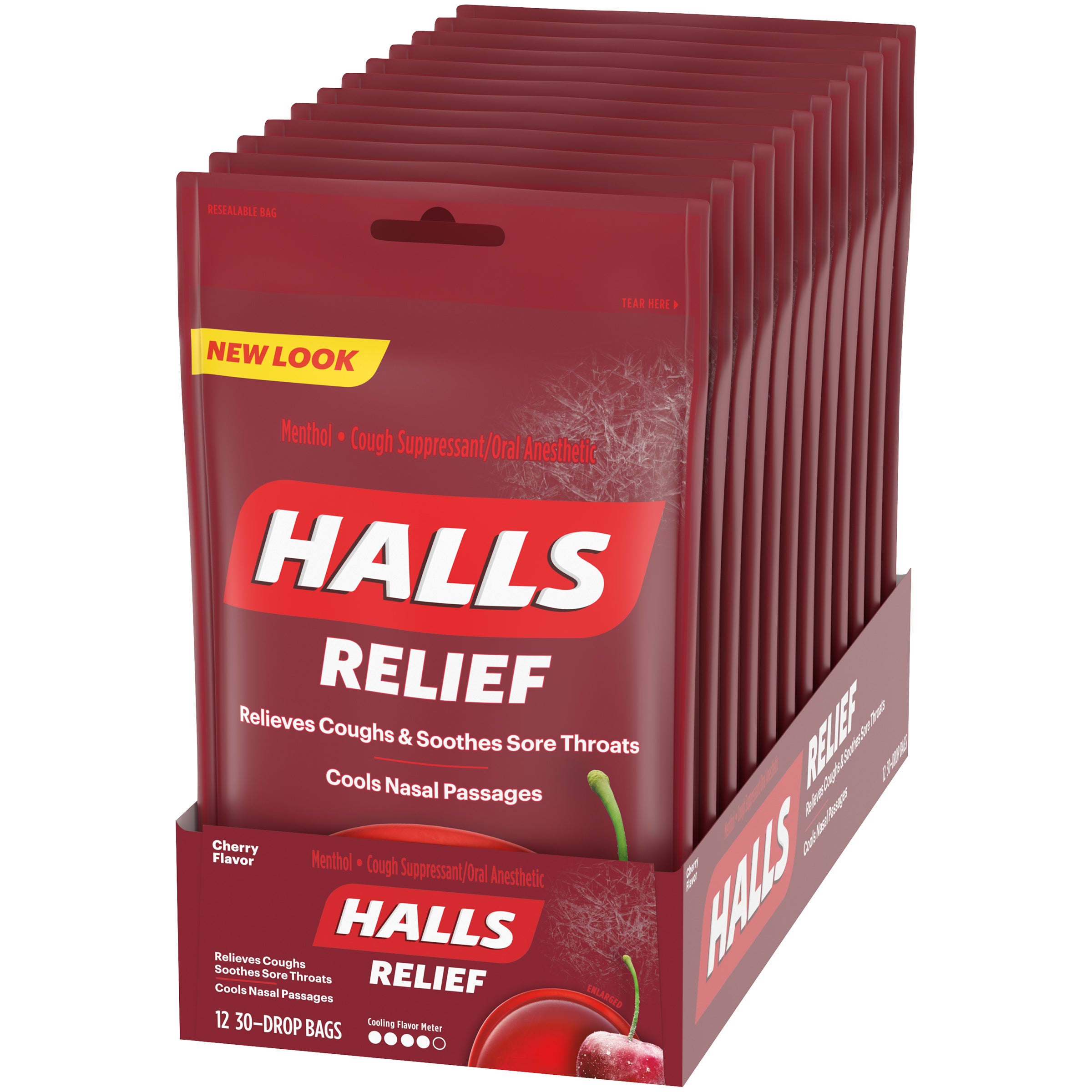 Pc Halls Cherry Bag 30 Count Packs - 48 Per Case.