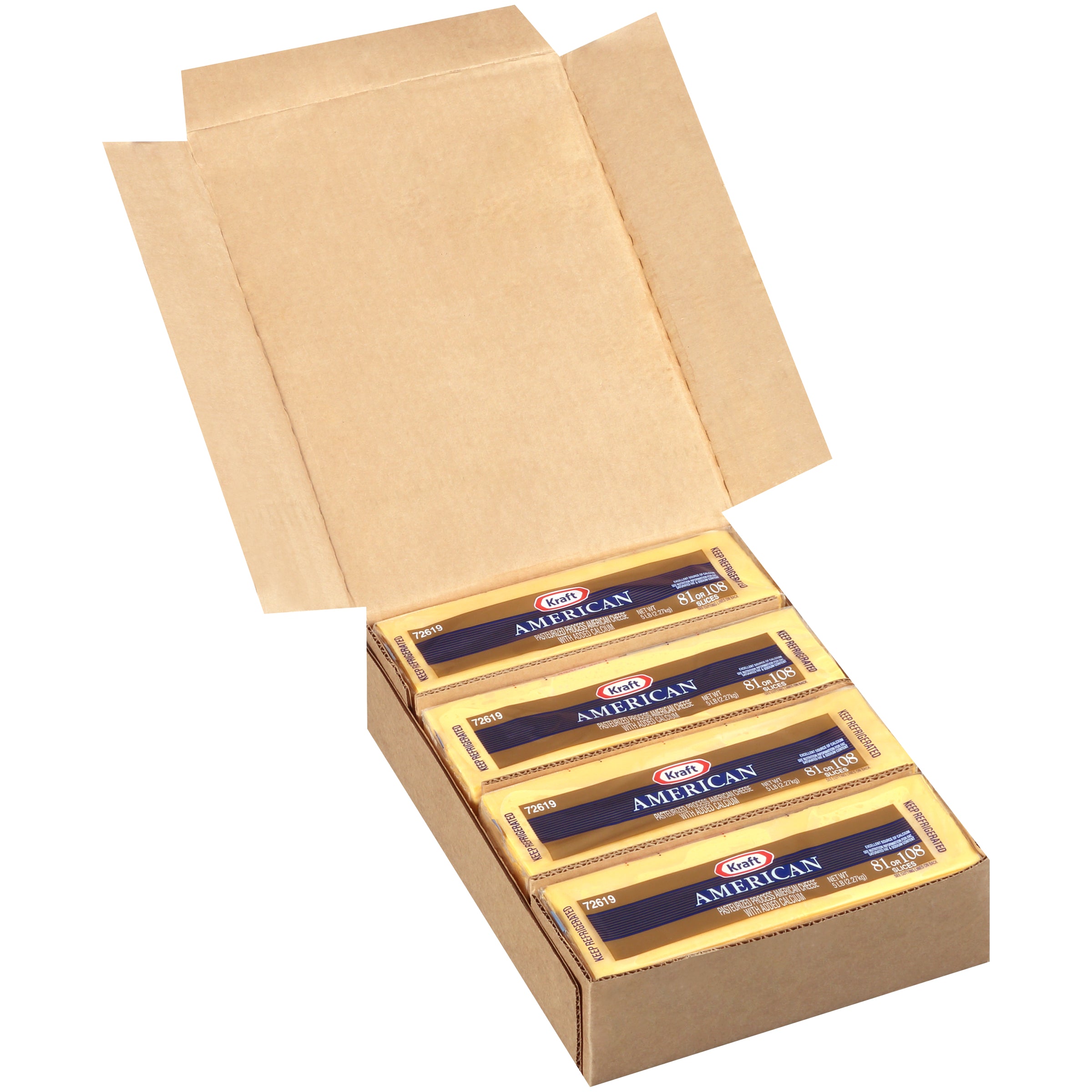 KRAFT American Ribbon Sliced Cheese (81-108 Slices) 5 Lb. 4 Per Case