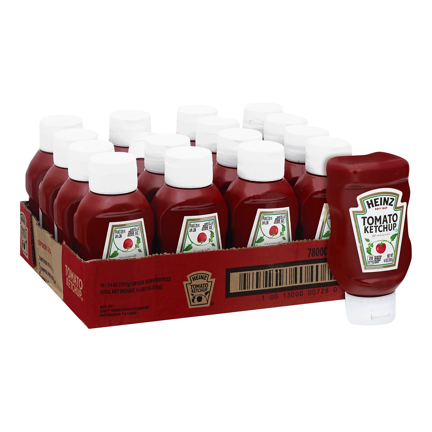HEINZ Ketchup 14 Ounce FOREVER FULL Inverted Bottles 16)