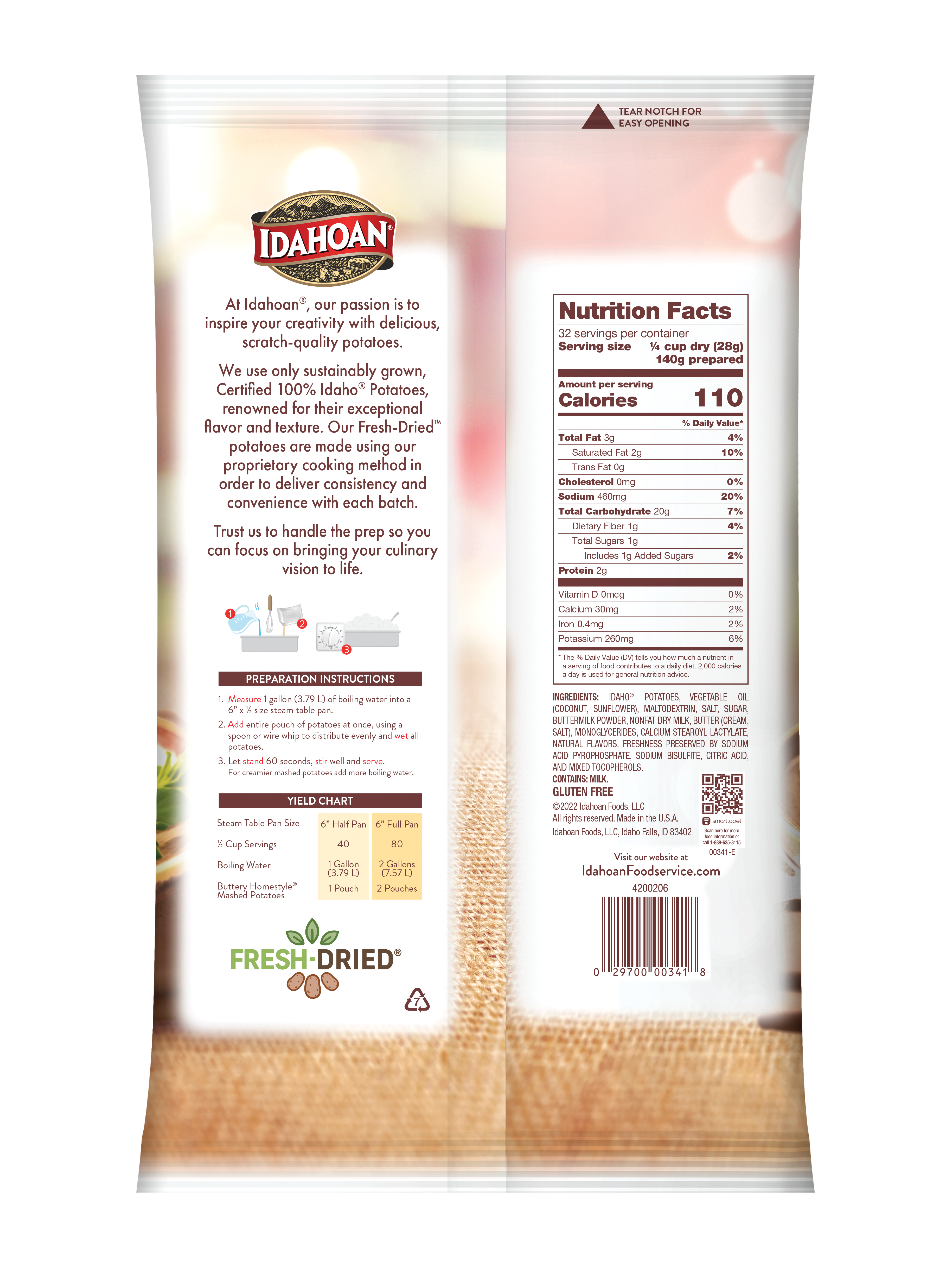 Idahoan® Creamy Buttery Homestyle® Mashedpotatoes Hs 32 Ounce Size - 8 Per Case.