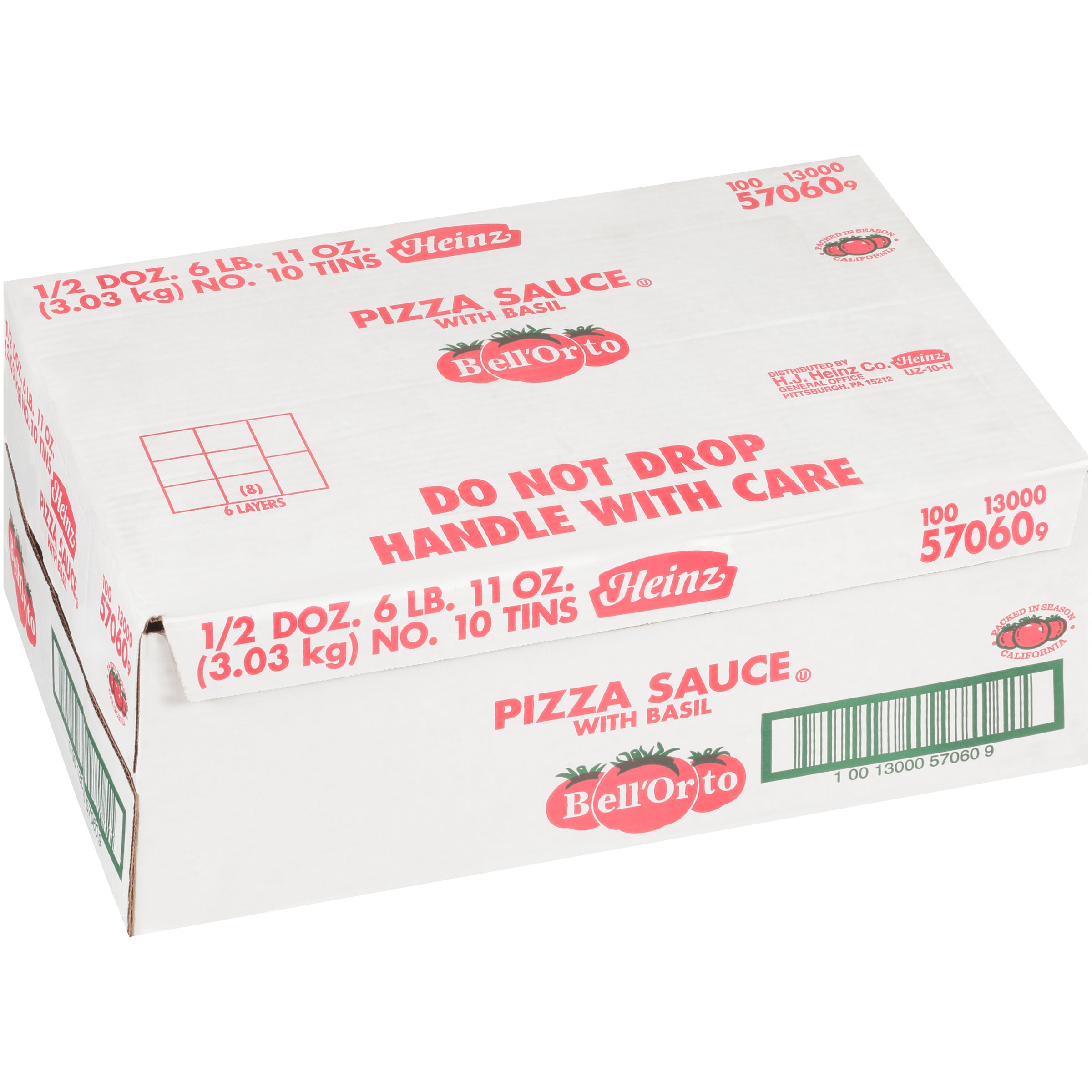 BELL ORTO Pizza Sauce with Basil 107 Ounce Can 6 Per Case