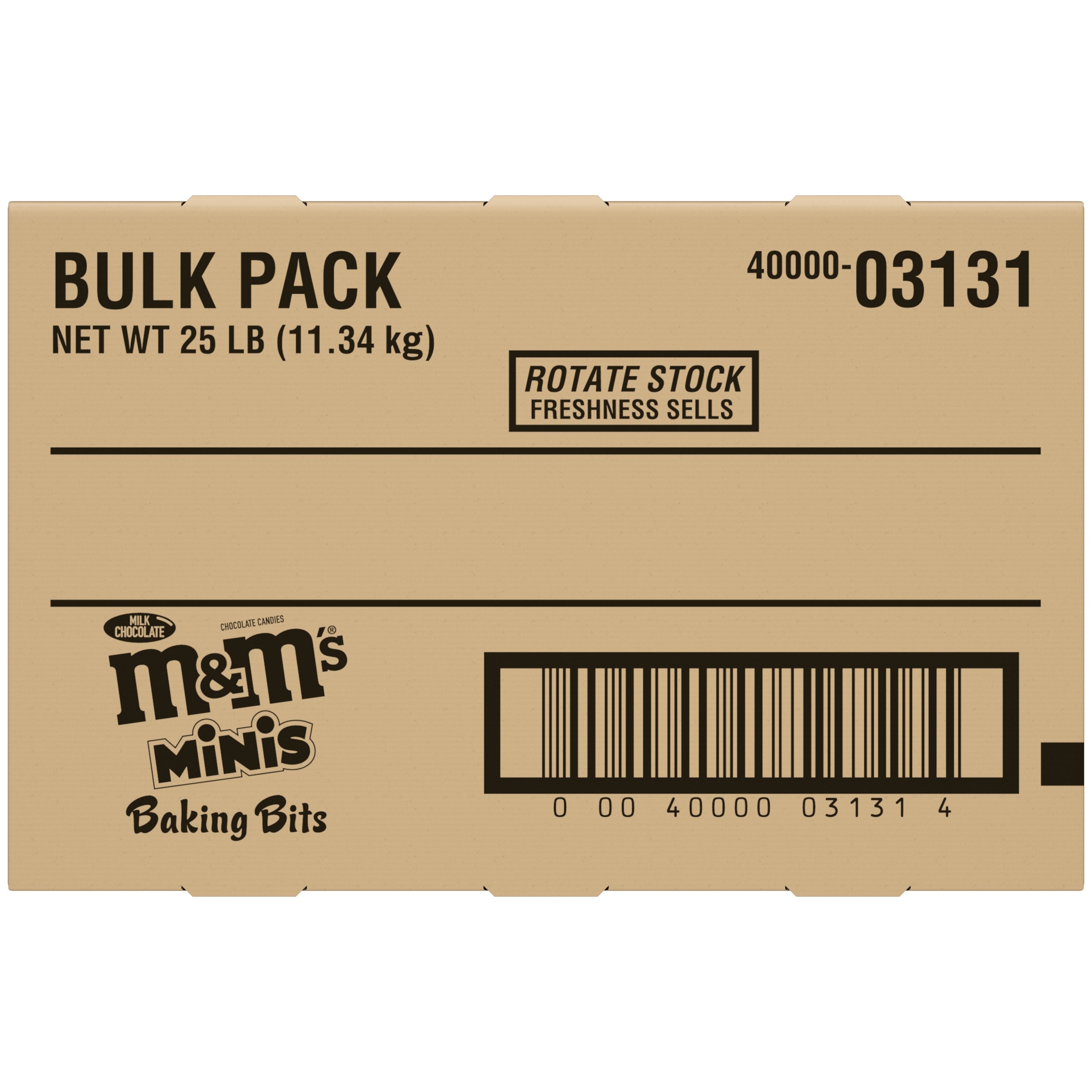 M&m's Minis Milk Baking Bits Bulk 25 Pound Each - 1 Per Case.