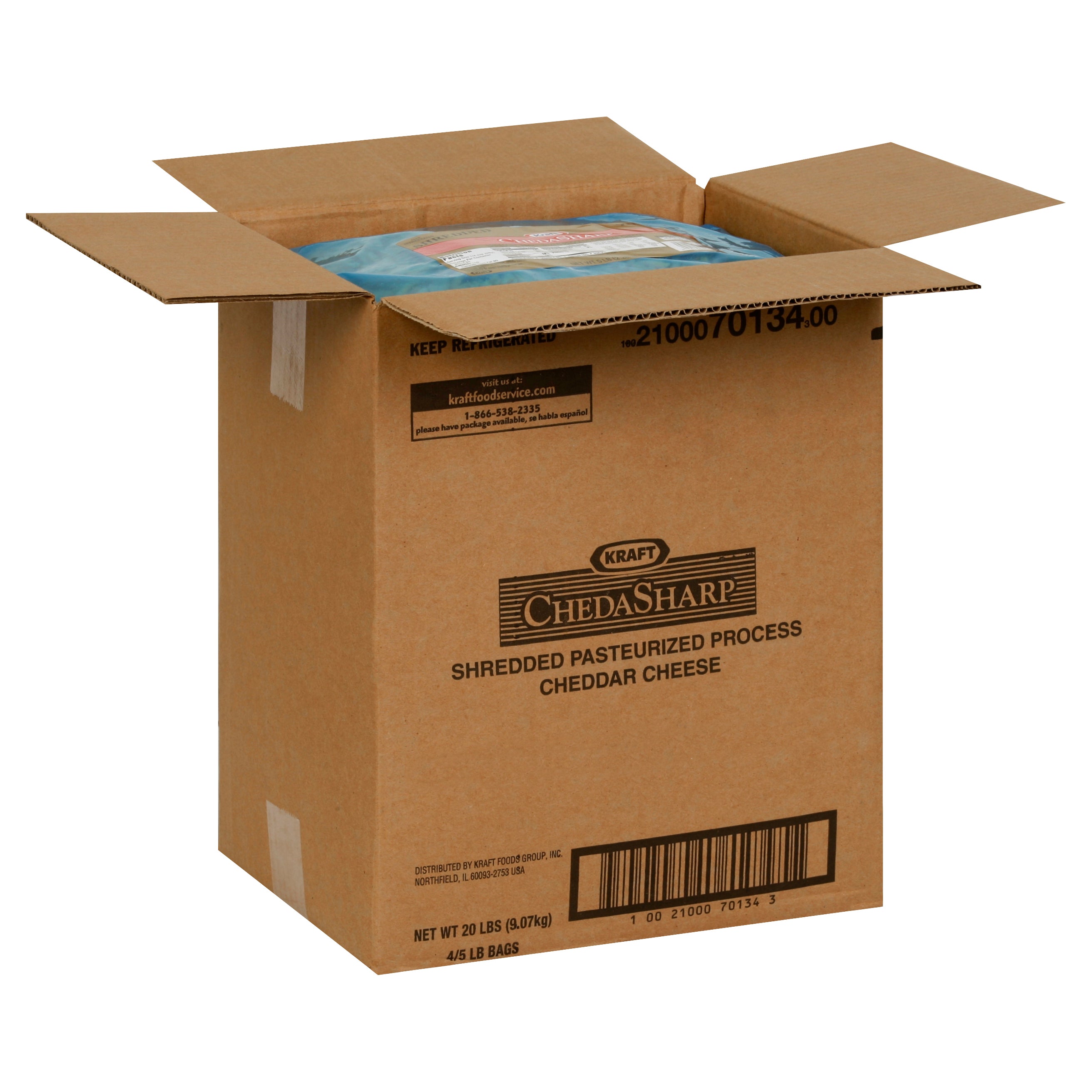 KRAFT ChedaSharp Shredded Cheddar Cheese 5 lb. Pouch 4 Per Case