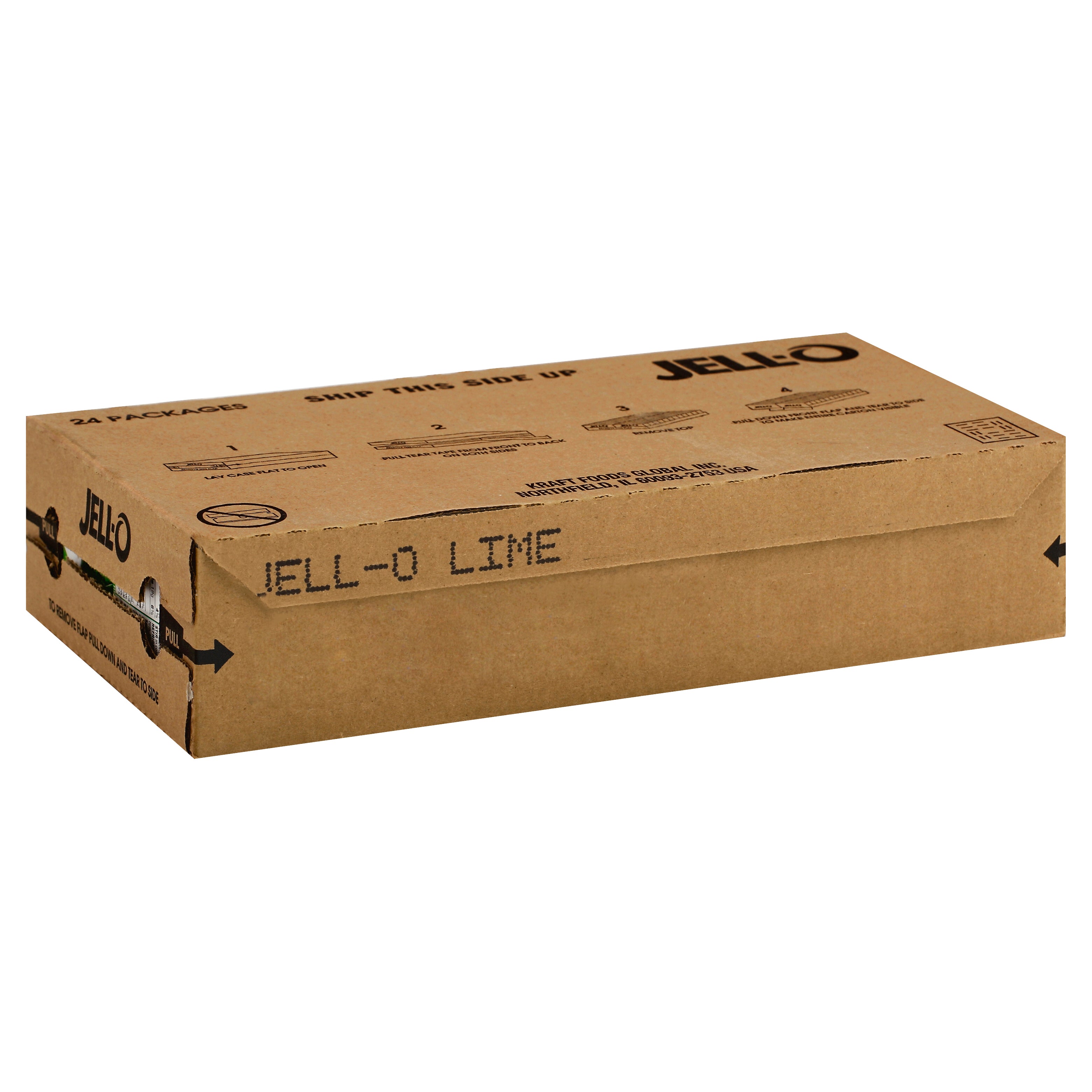 Jell-O Lime Gelatin, 3 Ounce Size - 24 Per Case.