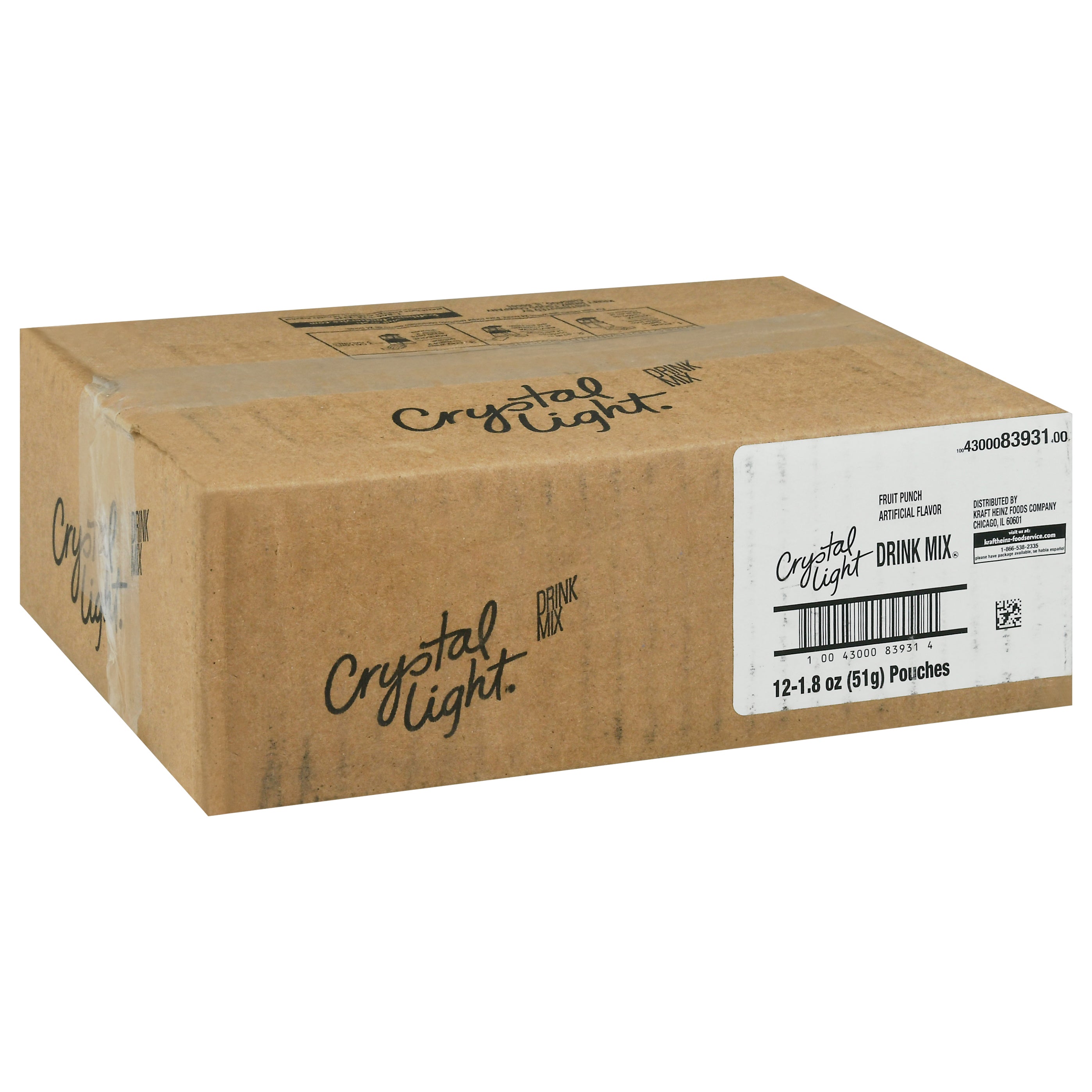 CRYSTAL LIGHT Single Serve Sugar-Free Fruit Punch Powdered Mix 1.8 Ounce Packet 12