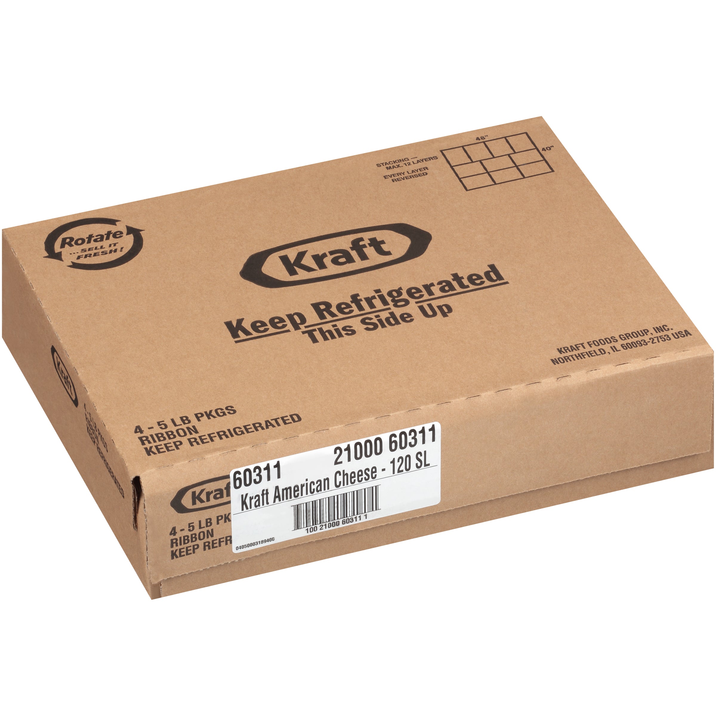 KRAFT American Sliced Cheese (120 Slices) 5 lb. 4 Per Case