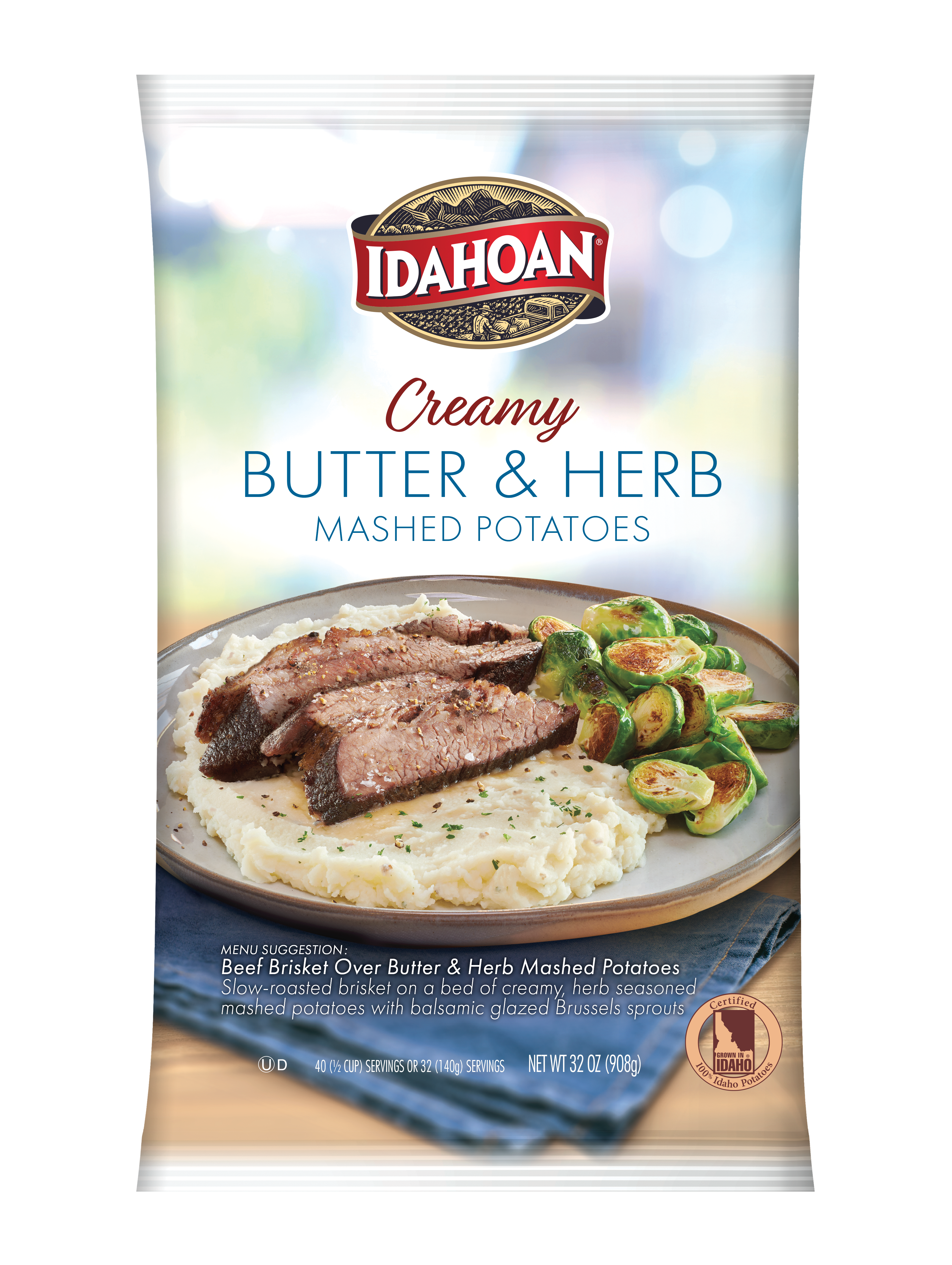 Idahoan® Creamy Butter & Herb Mashed Potatoes Hs 32 Ounce Size - 8 Per Case.