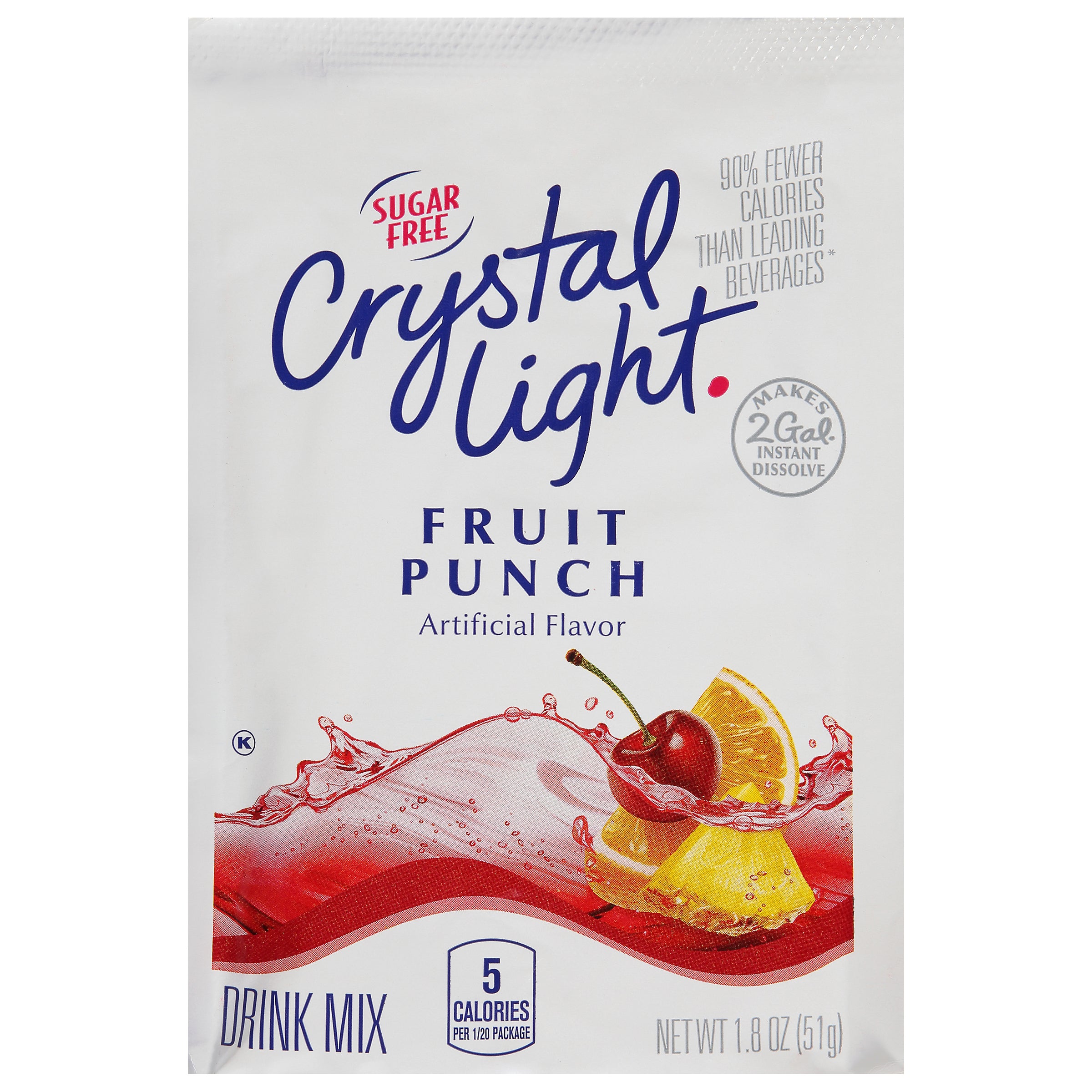 CRYSTAL LIGHT Single Serve Sugar-Free Fruit Punch Powdered Mix 1.8 Ounce Packet 12