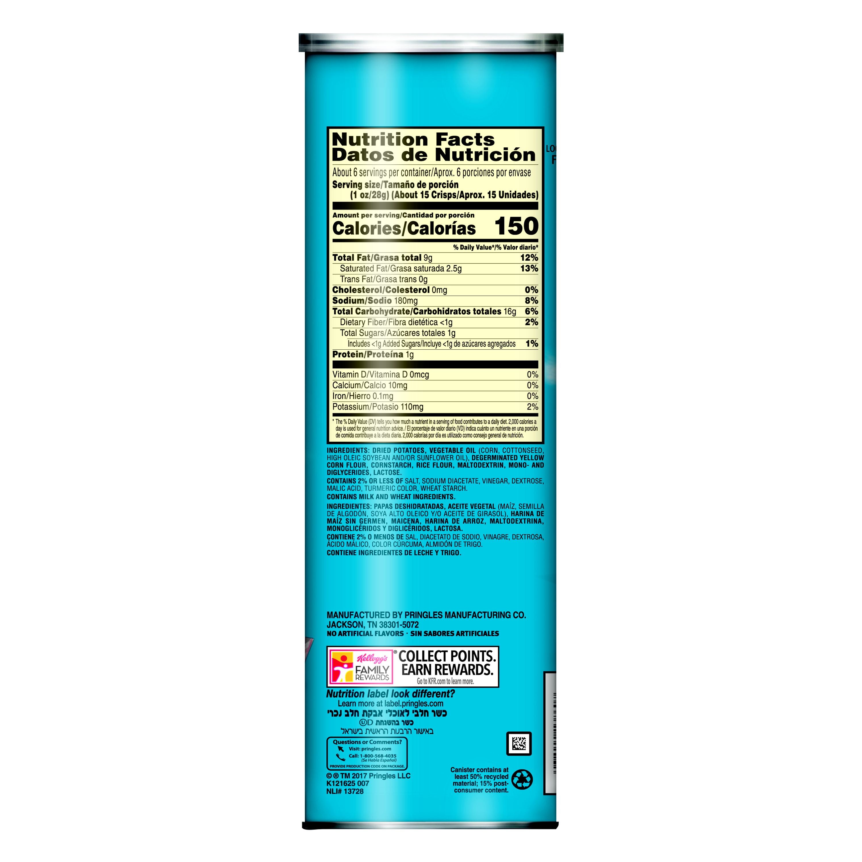 Pringles Crisps Salt & Vinegar5.5 Ounce Size - 14 Per Case.