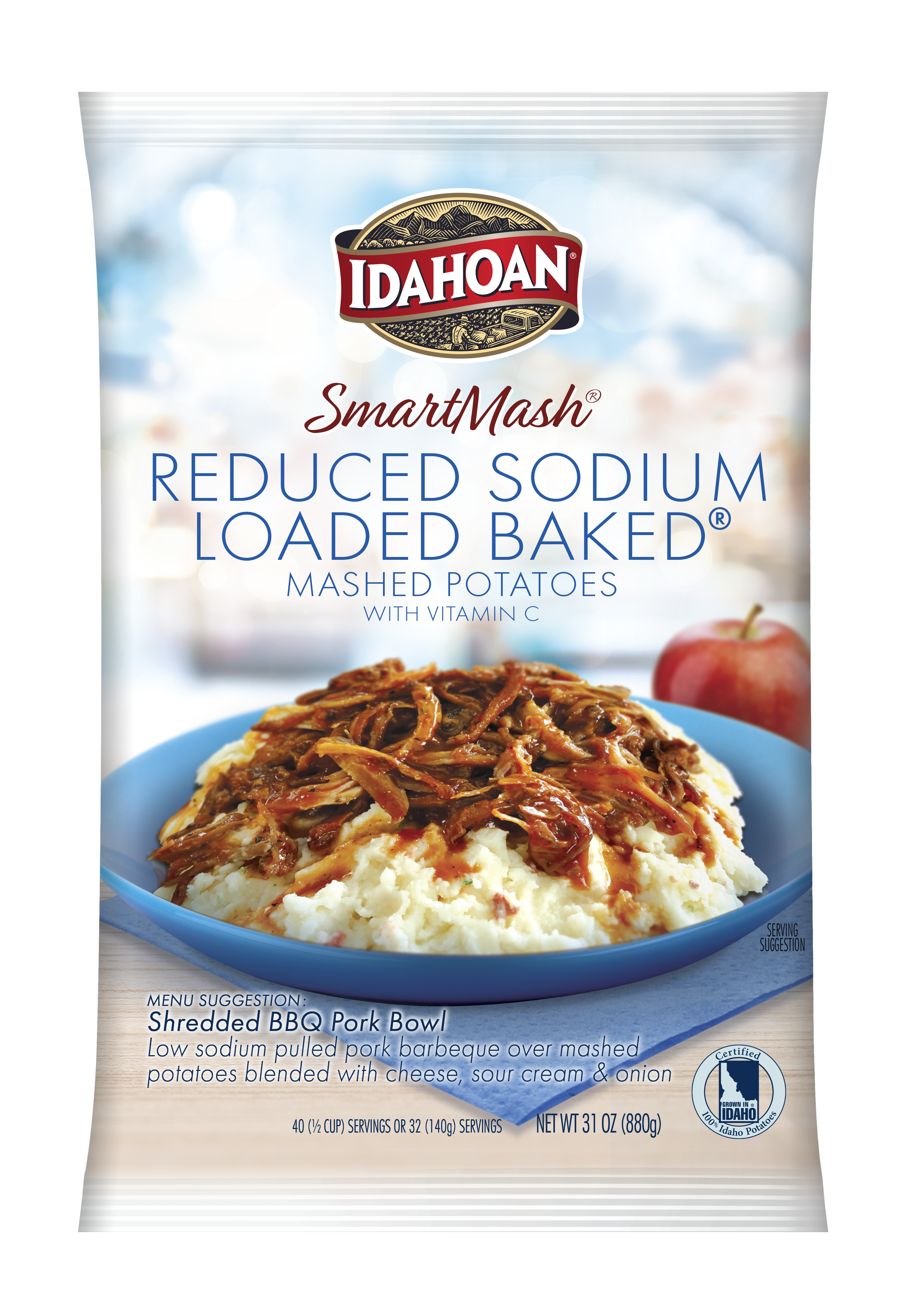 Idahoan® Smartmash® Reduced Sodium Loadedbaked® Mashed Potatoes With Vit 31 Ounce Size - 12 Per Case.