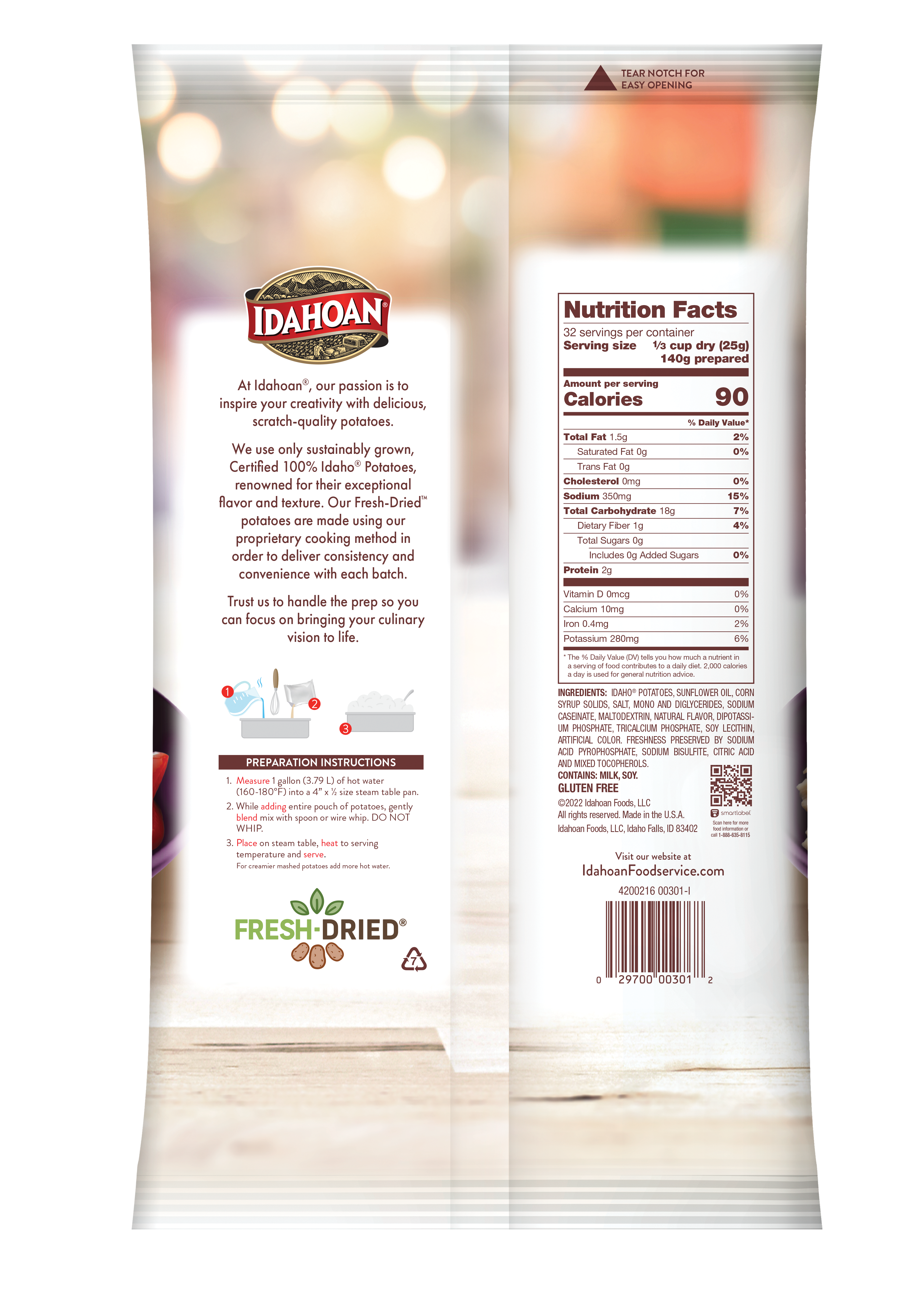 Idahoan® Flakes Instamash® Mashed Potatoes Mix Hs 28 Ounce Size - 12 Per Case.