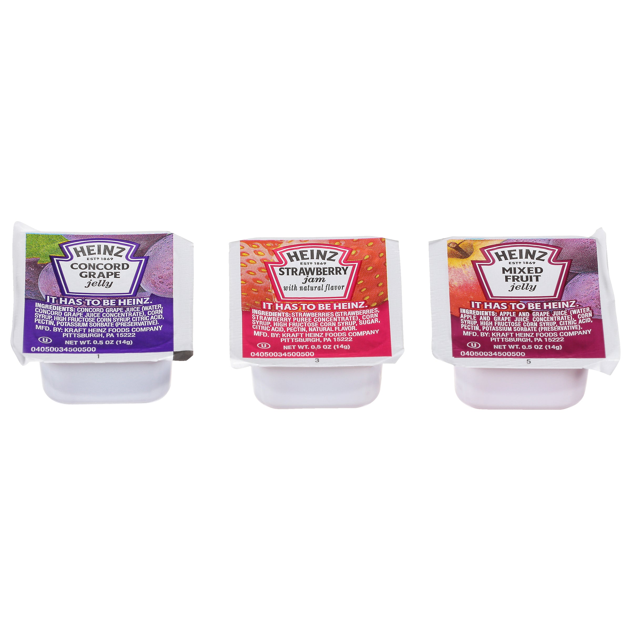 HEINZ Single Serve Assorted Jelly/Jam Selection 0.5 Ounce Cup 200 Per Case