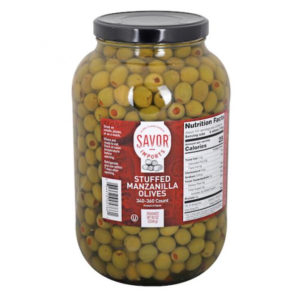Savor Imports Stuffed Manzanilla Olives Per Ga 1 Gallon - 4 Per Case.