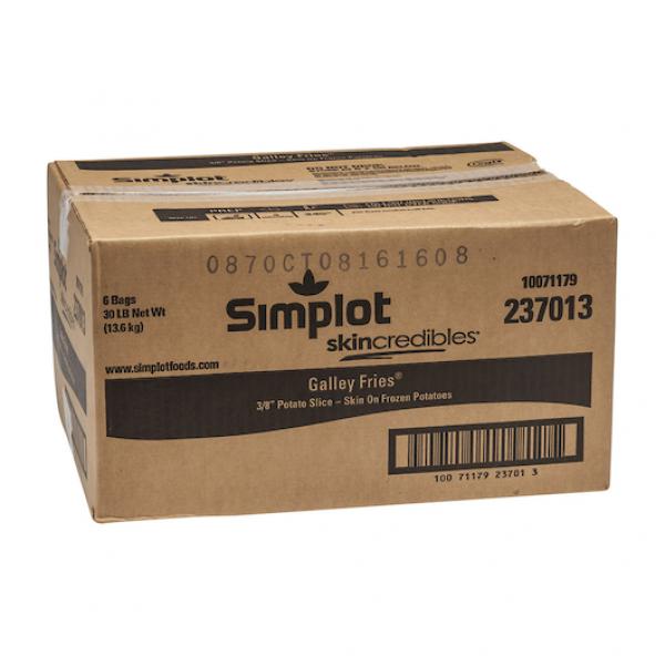 Simplot Skincredibles 8 Inch Galley Cut Potatoslices Skin On 5 Pound Each - 6 Per Case.