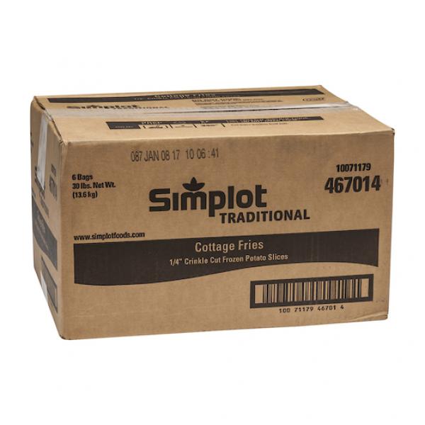 Simplot Traditional 4" Cottage Crinkle Cutslices Skin On 5 Pound Each - 6 Per Case.