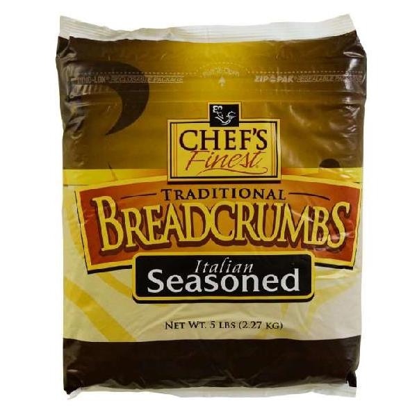 Chef's Finest Crumbled Medium Seasoned Bread 5 Pound Each - 6 Per Case.