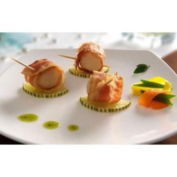 Scallop Wrapped In Bacon 25 Count Packs - 4 Per Case.