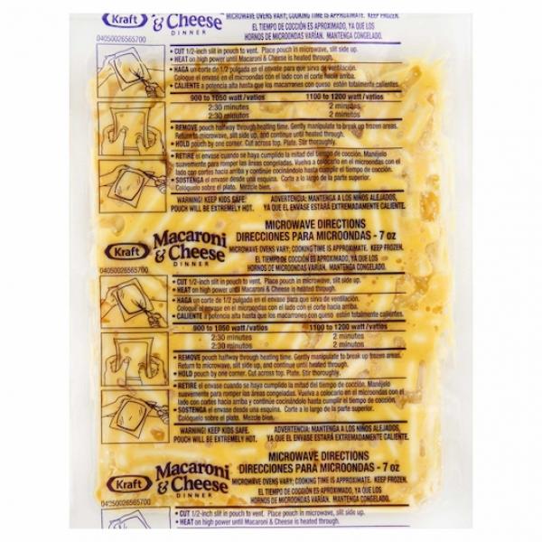 KRAFT Single Serve Frozen Mac & Cheese 7 Ounce Pouches 36 Per Case