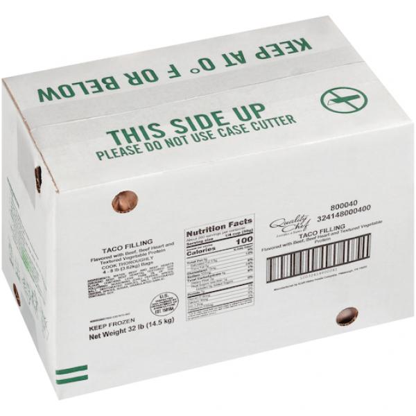 QUALITY CHEF Beef Taco Filling 8 lb. Frozen Bag - 4 Per Case