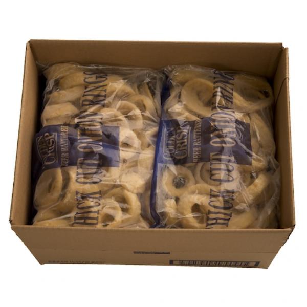 Beer Battered Thick Cut Onion Rings 2.5 Pound Each - 6 Per Case.