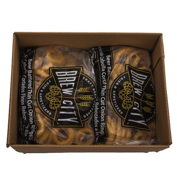 Beer Battered Thin Cut Onion Rings 2.5 Pound Each - 6 Per Case.