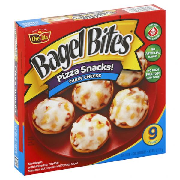 Bagel Bites Frozen Pizza & Appetizers Three Cheese 7 Ounce Size - 8 Per Case.