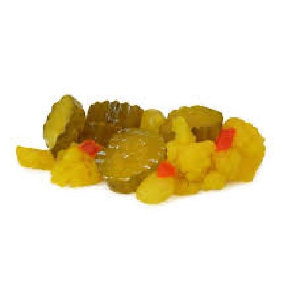 Bay Valley Gal Sweet Mixed Pickles Crinkle 1 Gallon - 4 Per Case.
