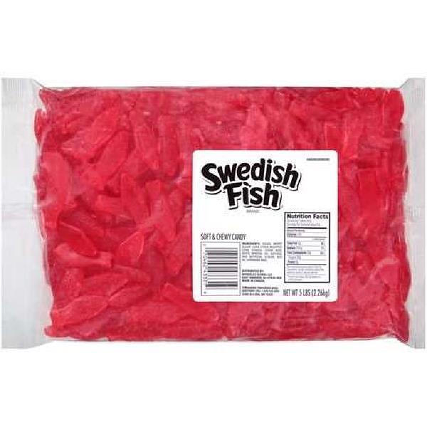 Swedish Fish Soft Candy Bulk Fat Free Berry 5 Pound Each - 6 Per Case.