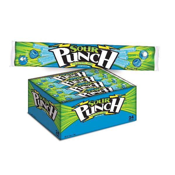 Sour Punch Straws Blue Raspberry Casecaddytray 2 Ounce Size - 288 Per Case.