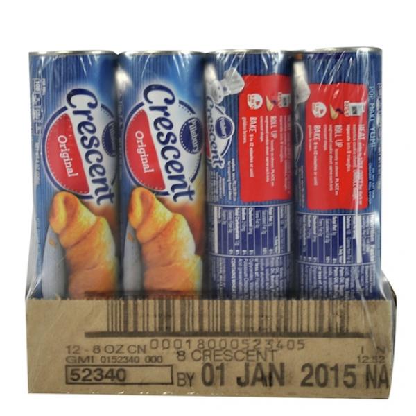 Pillsbury Original Unbaked Crescent Dinner Rolls 8 Ounce Size - 12 Per Case.