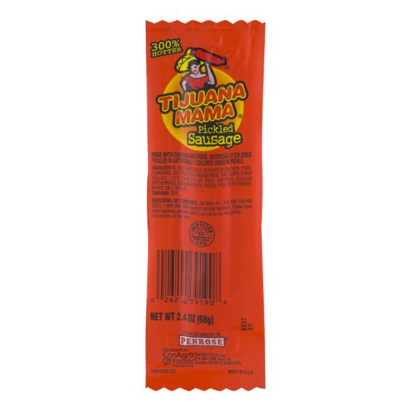 Tijuana Mama Pickled Sausage Pouch 2.4 Ounce Size - 72 Per Case.