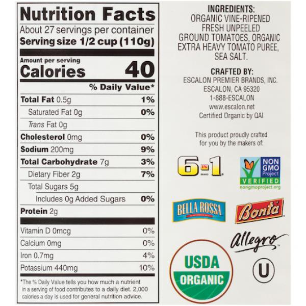 Christina's Organic Ground Tomatoes in Extra Heavy Puree 105 Ounce Cans 6 Per Case
