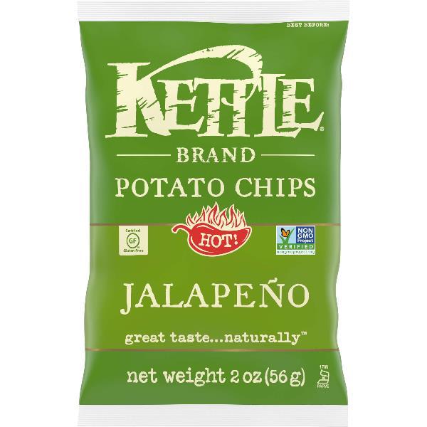Kettle Brand Potato Chips Jalapeno Kettle Chips Snack Bag 2 Ounce Size - 24 Per Case.