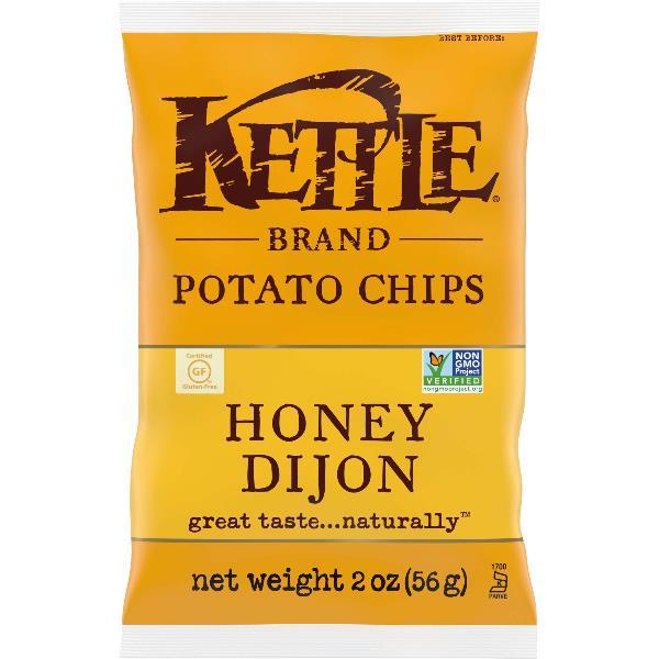 Kettle Brand Potato Chips Honey Dijon Kettlechips Snack Bag 2 Ounce Size - 6 Per Case.