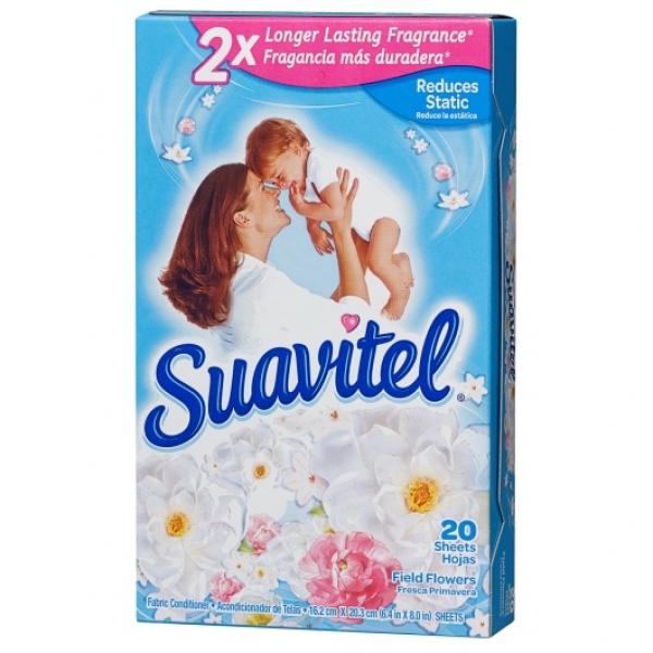 Suavitel Dryer Sheets Field Flower 20 Each - 15 Per Case.
