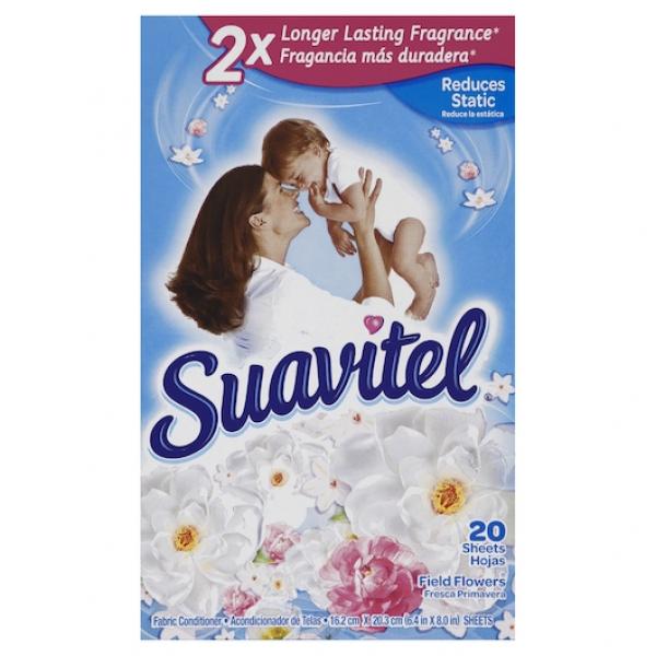 Suavitel Dryer Sheets Field Flower 20 Each - 15 Per Case.