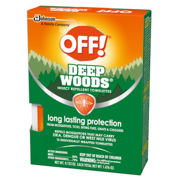 Off Deep Woods Off Towelettes 12 Count Packs - 12 Per Case.