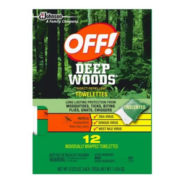 Off Deep Woods Off Towelettes 12 Count Packs - 12 Per Case.