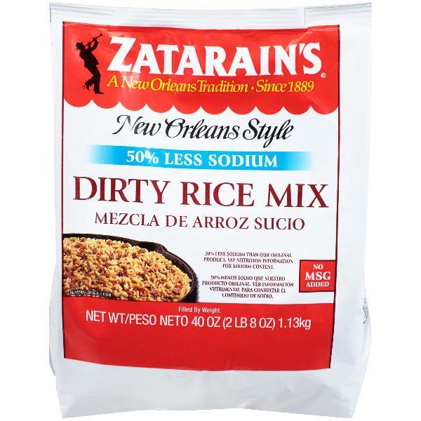 Zatarain's Reduced Sodium Dirty Rice Mix 40 Ounce Size - 6 Per Case.