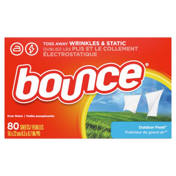 Bounce Dryer Sheets Outdoor Fresh 80 Count Packs - 9 Per Case.