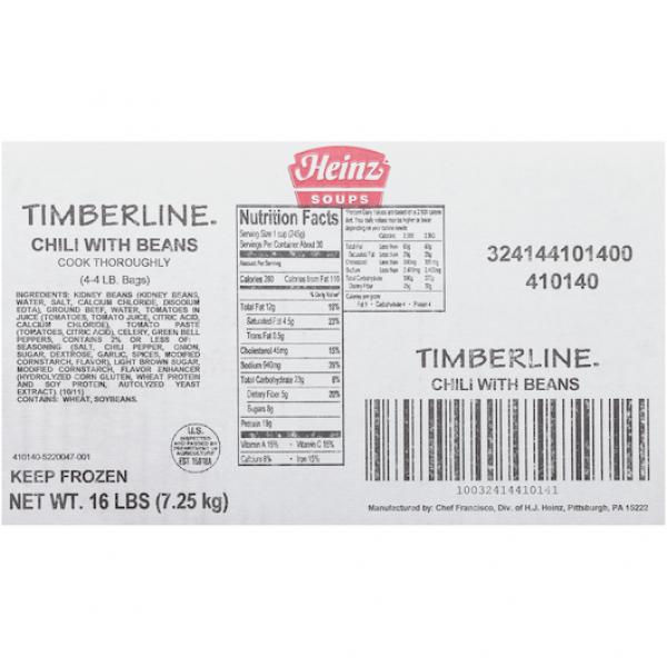 HEINZ CHEF FRANCISCO Timberline Chili Soup 4 lb. Bag 4 Per Case