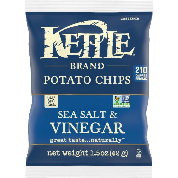 Kettle Brand Potato Chips Sea Salt And Vinegar Kettle Chips Snack Bag 1.5 Ounce Size - 24 Per Case.