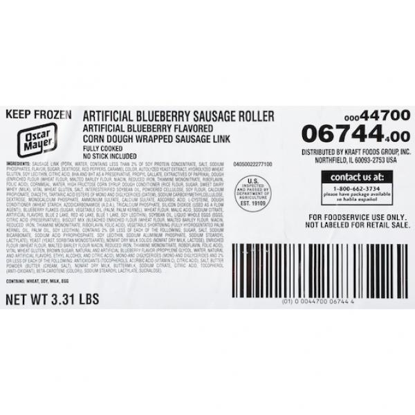OSCAR MAYER Blueberry Pancake Sausage (20 Count 3.31 lb. Case)