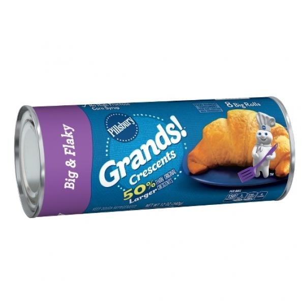 Pillsbury Grands Crescent Big & Flaky Unbaked Crescent Dinner Rolls 12 Ounce Size - 12 Per Case.