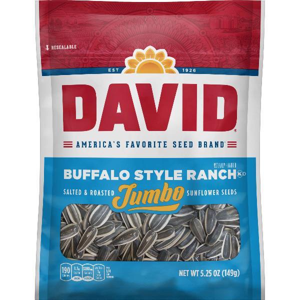 David Roasted And Salted Buffalo Style Ranchjumbo Sunflower Seeds Pack 5.25 Ounce Size - 12 Per Case.