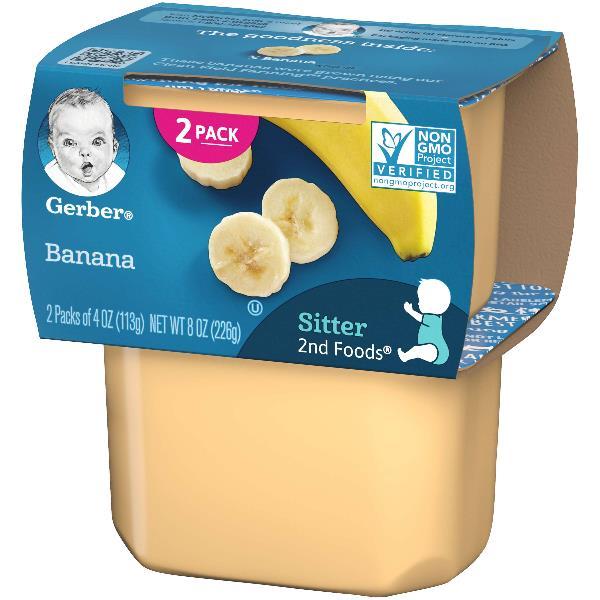 (2 pack of 4 Oz) Gerber 2nd Foods Banana Baby Food 8 Ounce Size - 8 Per Case.