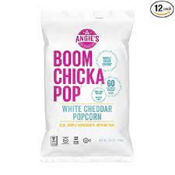 Angie's Boomchickapop White Cheddar Popcorn 4.5 Ounce Size - 12 Per Case.