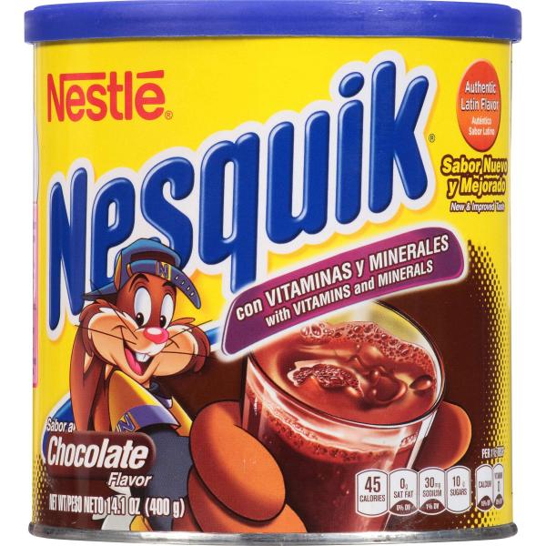 Nesquik Chocolate Flavored Powder Canisters 14.1 Ounce Size - 12 Per Case.