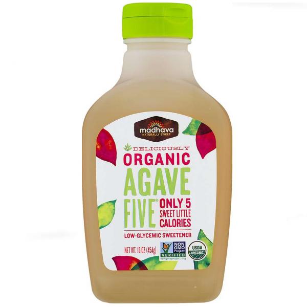Madhava Organic Agave Five Low Calorie Sweetener Pack 16 Ounce Size - 6 Per Case.