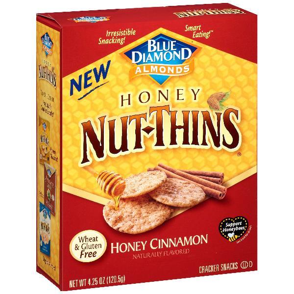 Blue Diamond Honey Cinnamon Nut Thins 4.25 Ounce Size - 12 Per Case.